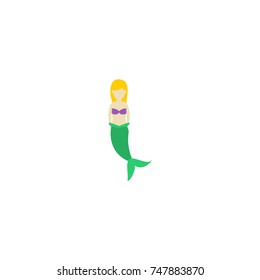 Flat Icon Mermaid Element. Vector Illustration Of Flat Icon Fish Girl Isolated On Clean Background. Can Be Used As Mermaid, Fish And Girl Symbols.