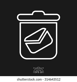 Flat icon of message sign in dustbin.