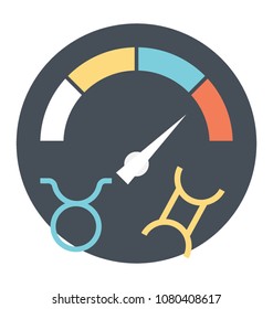 
Flat icon of a meter showing energy stats between two zodiac signs 
