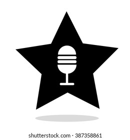 Flat icon of microphone in star