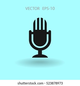 Flat  icon of microphone. vector illustration