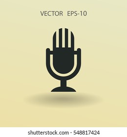 Icono plano del micrófono. ilustración vectorial