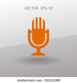 Flat  icon of microphone. vector illustration