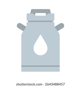 Flat icon of milk barrel with drop symbol. Vector illustration