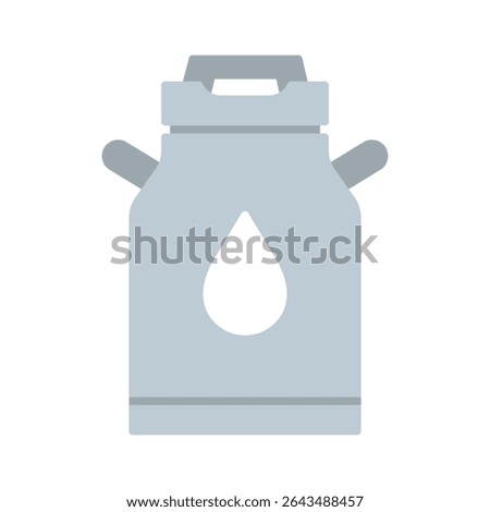 Flat icon of milk barrel with drop symbol. Vector illustration