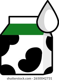 Ícone plano de uma caixa de leite com uma gota. Adequado para menus de café, bebidas, conteúdo de laticínios.