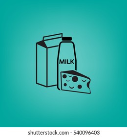 Flaches Symbol. Milch und Käse. Milch.