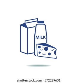 Icono plano. Leche y queso. Leche.