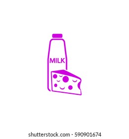 Icono plano. Leche y queso. Leche.