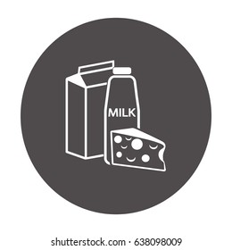 Icono plano. Leche y queso. Leche.