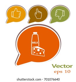 Flat icon. Milk and cheese. Dairy.