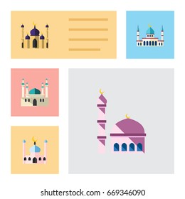 Flat Icon Minaret Set Of Architecture, Muslim, Building And Other Vector Objects. Also Includes Traditional, Muslim, Mosque Elements.