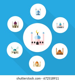 Flat Icon Minaret Set Of Architecture, Religion, Islam And Other Vector Objects. Also Includes Building, Muslim, Islam Elements.