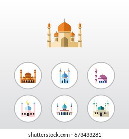 Flat Icon Minaret Set Of Building, Islam, Mohammedanism And Other Vector Objects. Also Includes Islam, Architecture, Mohammedanism Elements.