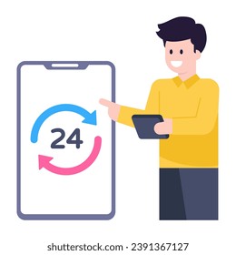 Flat icon of mobile assistant in modern editable design 
