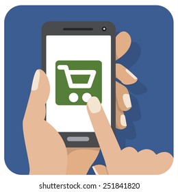 Flat icon mobile screen shop