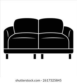 Flat Icon Modern Sofa with Cushions Pillow Editable Vector Illustration for Interior and Furniture Design Themes.