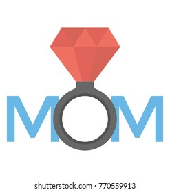 
Flat icon of a mom diamond style ring, mother day celebration, 
