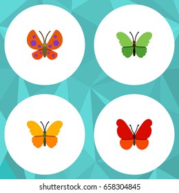 Flat Icon Monarch Set Of Monarch, Butterfly, Milkweed And Other Vector Objects. Also Includes Milkweed, Moth, Monarch Elements.