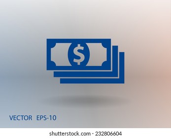 Flat icon of money
