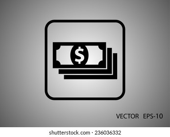 Flat icon of money