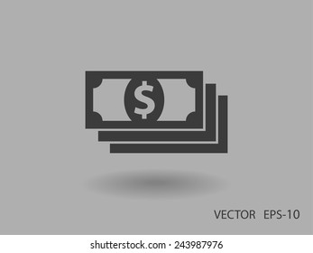 Flat icon of money