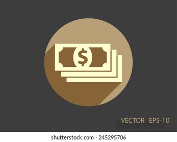 Flat icon of money