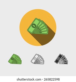 Flat icon of money