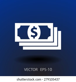 Flat icon of money