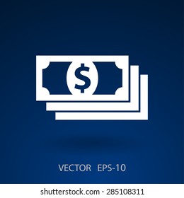 Flat icon of money