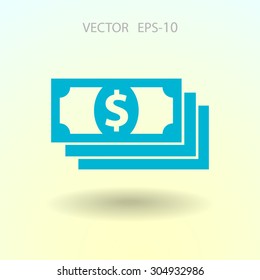 Flat icon of money