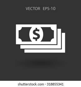Flat icon of money