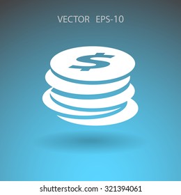 Flat icon of money