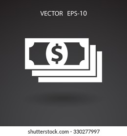 Flat icon of money
