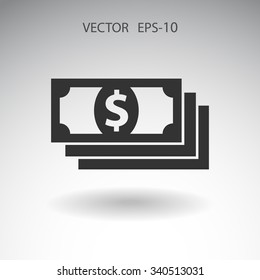 Flat icon of money