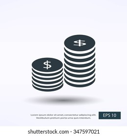 Flat icon of money