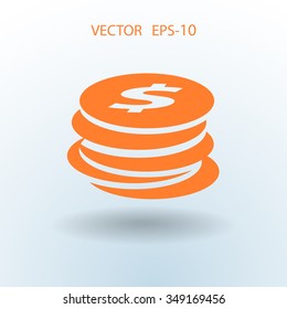 Flat icon of money