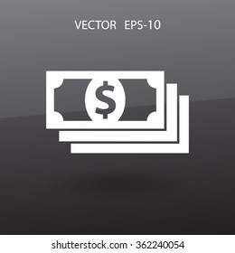 Flat icon of money