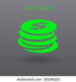 Flat icon of money