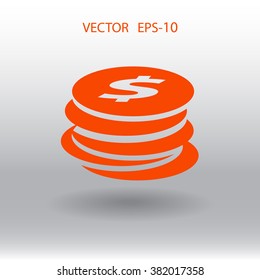 Flat icon of money