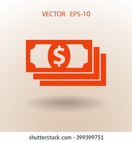 Flat icon of money