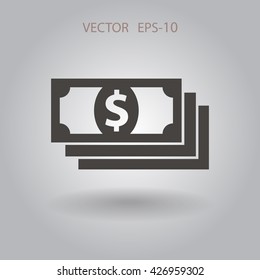 Flat icon of money