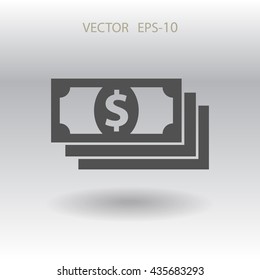 Flat icon of money