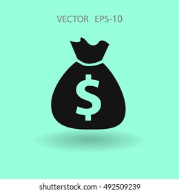 Flat icon of money
