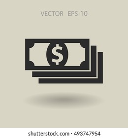Flat icon of money