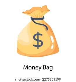 Un icono plano de la bolsa de dinero 