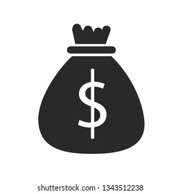 Flat icon Money bag with dollar sign isolated on white background. Vector illustration.
