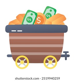 Un ícono plano de Carrito de dinero 