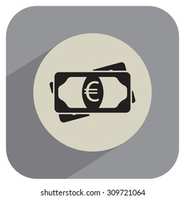Flat icon of money (euro) vector icon