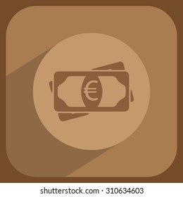 Flat icon of money (euro) vector icon